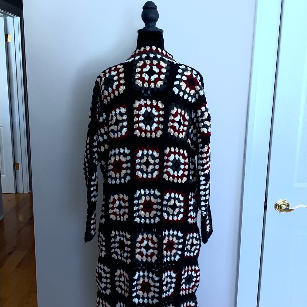 Saachi Cardigan Crochet Duster Knit Holiday Colors One Size NWT - Picture 6 of 9